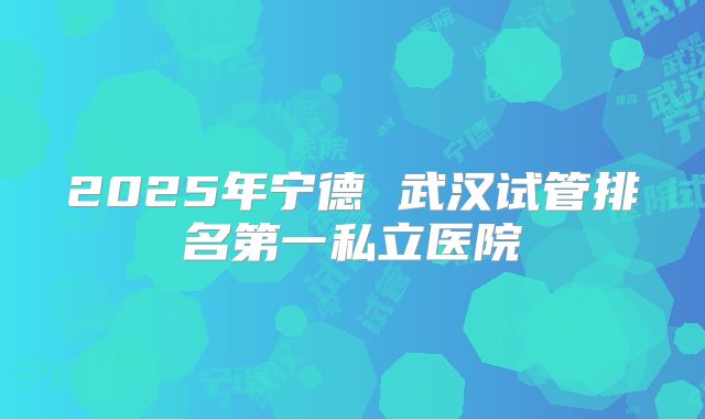 2025年宁德 武汉试管排名第一私立医院
