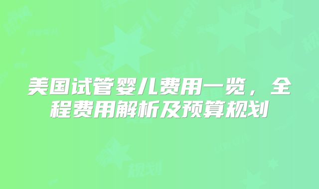 美国试管婴儿费用一览，全程费用解析及预算规划