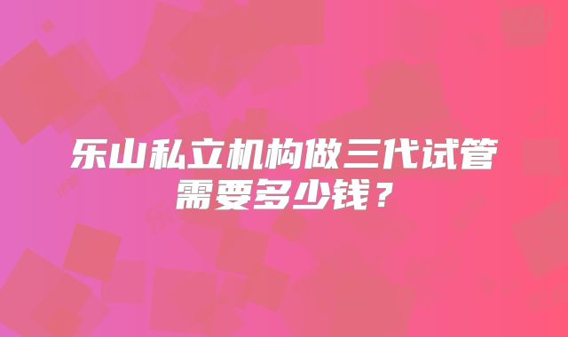 乐山私立机构做三代试管需要多少钱？