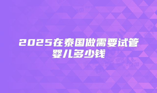 2025在泰国做需要试管婴儿多少钱