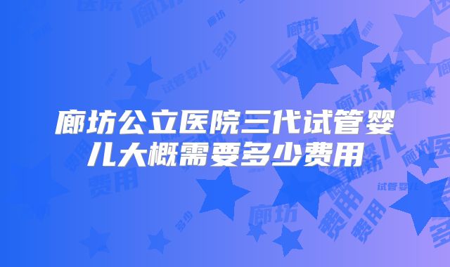 廊坊公立医院三代试管婴儿大概需要多少费用