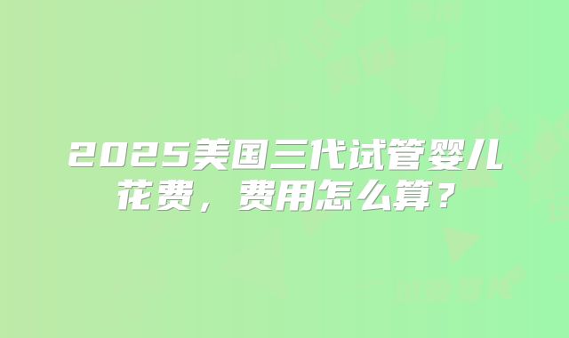 2025美国三代试管婴儿花费，费用怎么算？