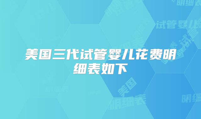 美国三代试管婴儿花费明细表如下