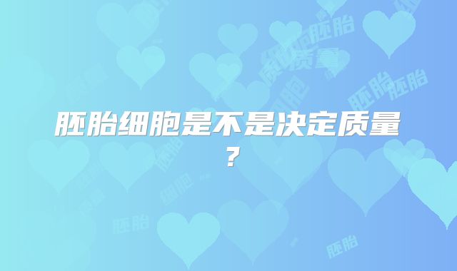 胚胎细胞是不是决定质量?