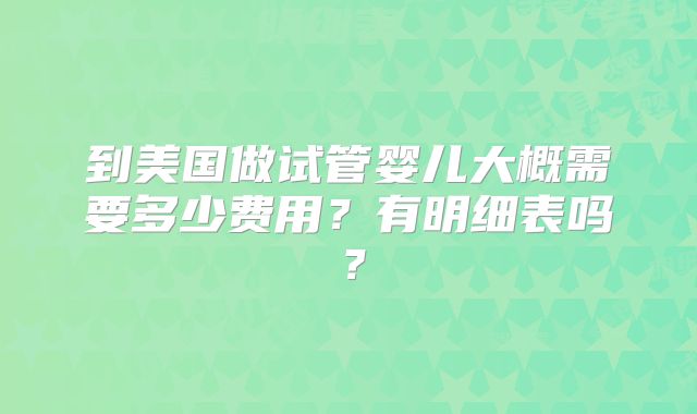 到美国做试管婴儿大概需要多少费用？有明细表吗？