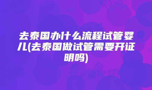 去泰国办什么流程试管婴儿(去泰国做试管需要开证明吗)
