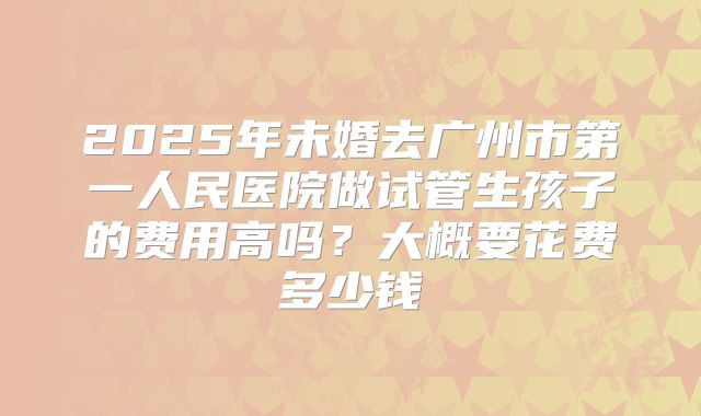 2025年未婚去广州市第一人民医院做试管生孩子的费用高吗？大概要花费多少钱