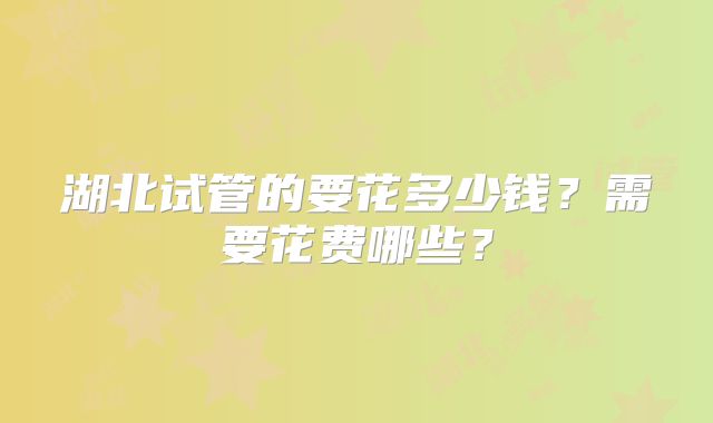 湖北试管的要花多少钱？需要花费哪些？
