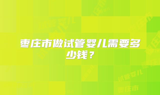 枣庄市做试管婴儿需要多少钱？