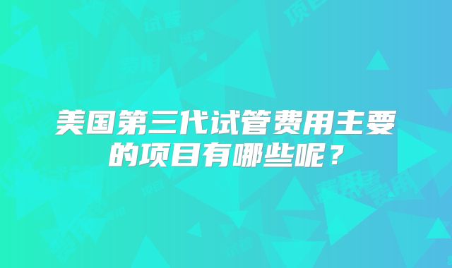 美国第三代试管费用主要的项目有哪些呢？