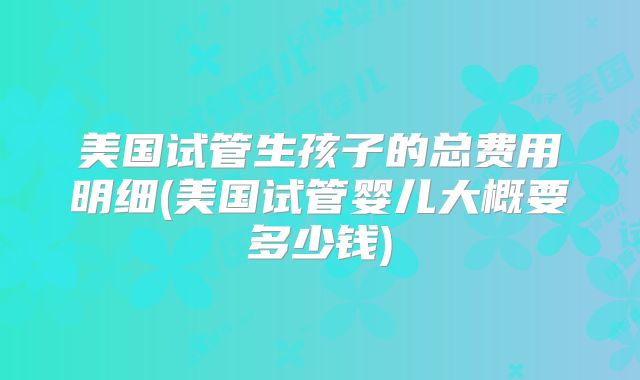 美国试管生孩子的总费用明细(美国试管婴儿大概要多少钱)