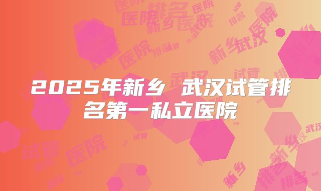 2025年新乡 武汉试管排名第一私立医院