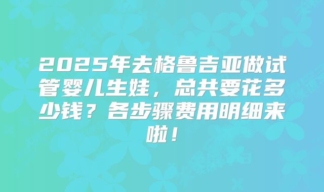 2025年去格鲁吉亚做试管婴儿生娃，总共要花多少钱？各步骤费用明细来啦！