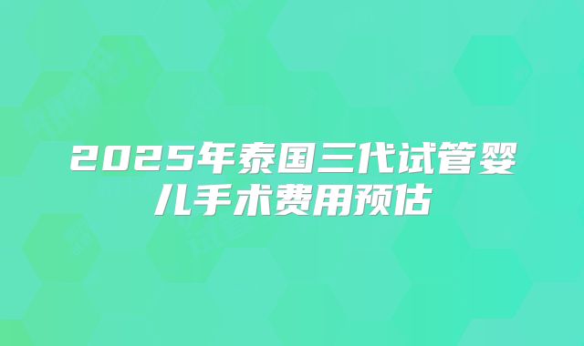 2025年泰国三代试管婴儿手术费用预估