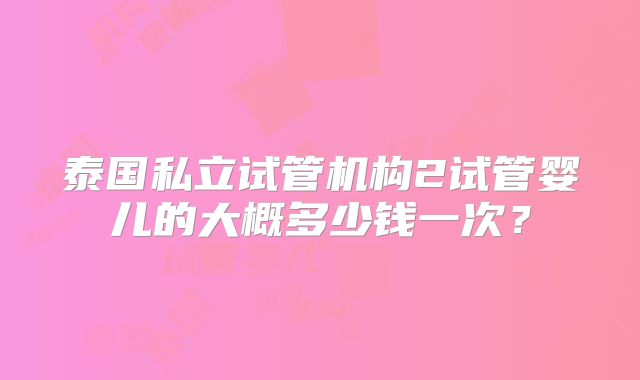 泰国私立试管机构2试管婴儿的大概多少钱一次？