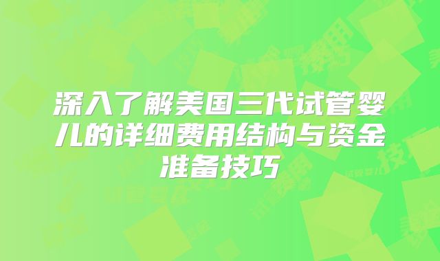 深入了解美国三代试管婴儿的详细费用结构与资金准备技巧