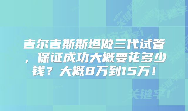 吉尔吉斯斯坦做三代试管，保证成功大概要花多少钱？大概8万到15万！