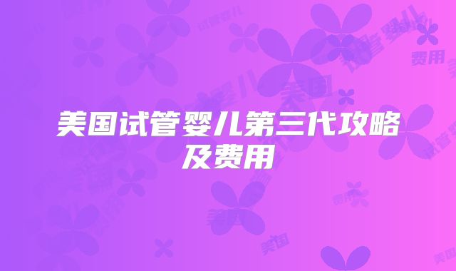 美国试管婴儿第三代攻略及费用