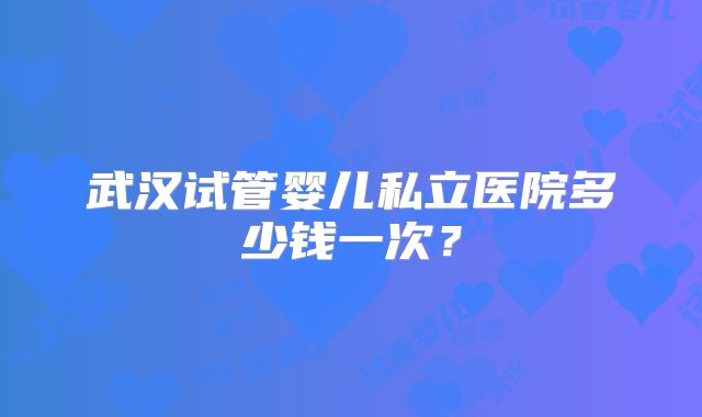 武汉试管婴儿私立医院多少钱一次?