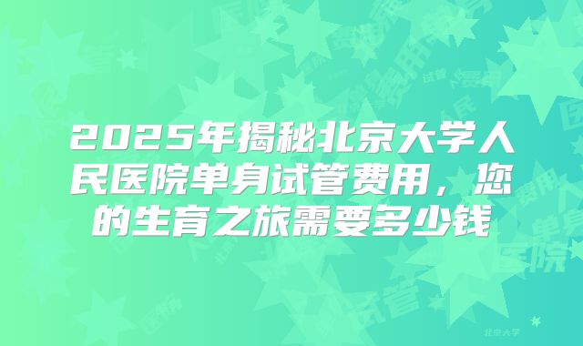 2025年揭秘北京大学人民医院单身试管费用，您的生育之旅需要多少钱