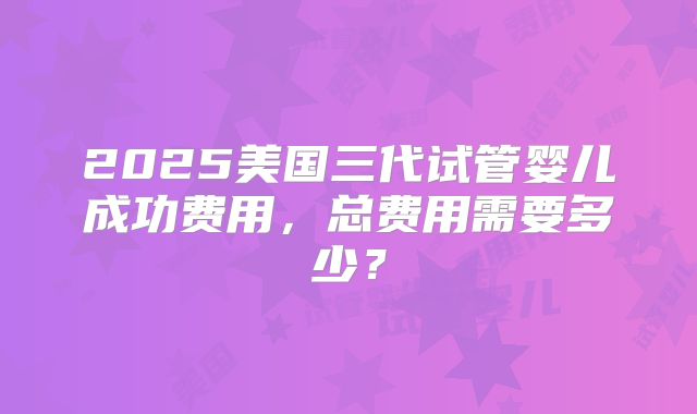 2025美国三代试管婴儿成功费用，总费用需要多少？