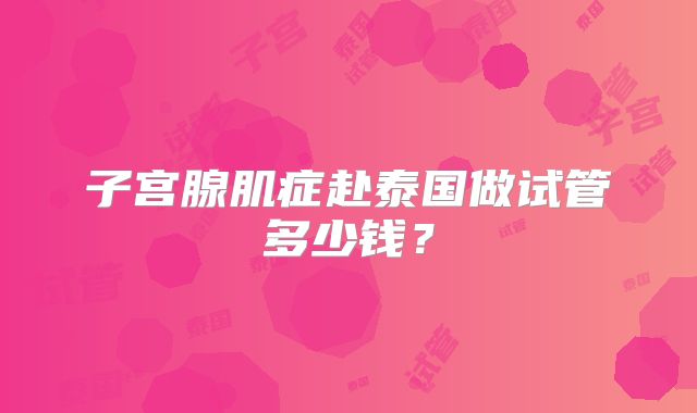 子宫腺肌症赴泰国做试管多少钱？
