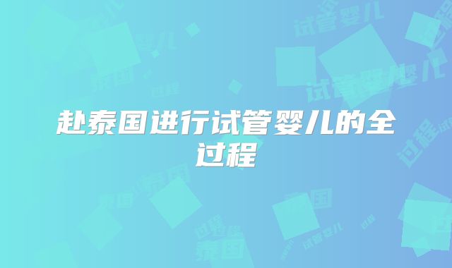 赴泰国进行试管婴儿的全过程