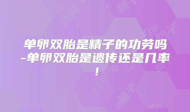 单卵双胎是精子的功劳吗-单卵双胎是遗传还是几率！