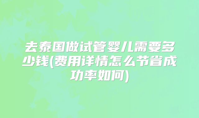 去泰国做试管婴儿需要多少钱(费用详情怎么节省成功率如何)