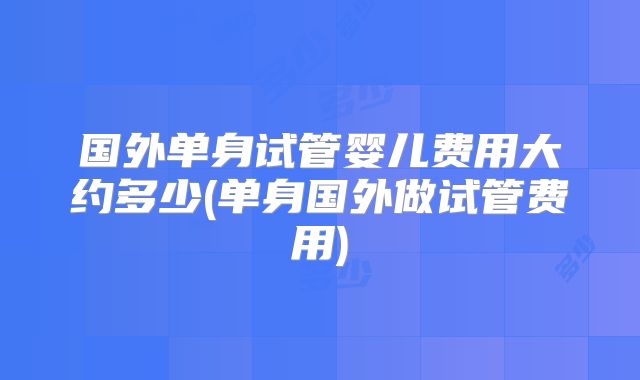 国外单身试管婴儿费用大约多少(单身国外做试管费用)