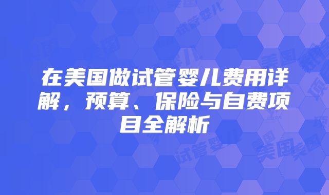在美国做试管婴儿费用详解,预算、保险与自费项目全解析