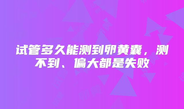 试管多久能测到卵黄囊，测不到、偏大都是失败
