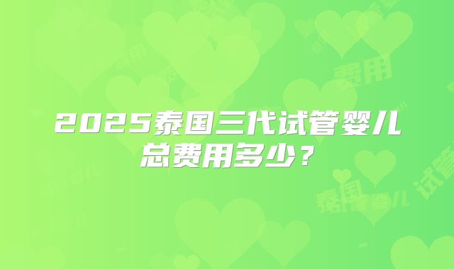 2025泰国三代试管婴儿总费用多少？