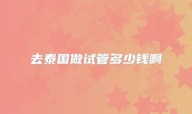 去泰国做试管多少钱啊