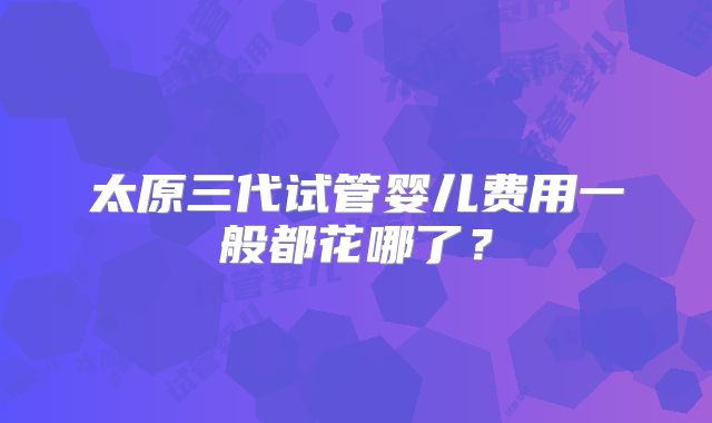 太原三代试管婴儿费用一般都花哪了？