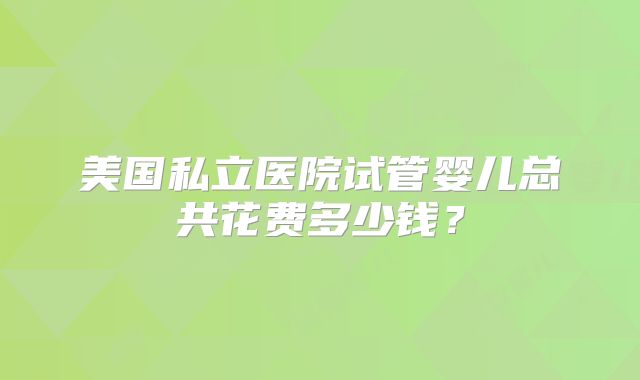 美国私立医院试管婴儿总共花费多少钱？
