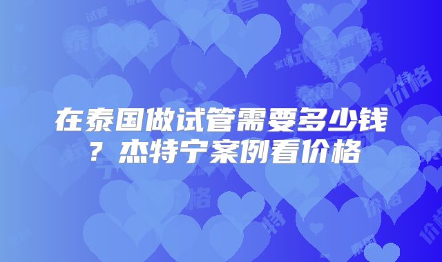 在泰国做试管需要多少钱？杰特宁案例看价格