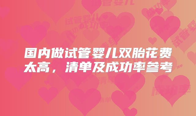 国内做试管婴儿双胎花费太高,清单及成功率参考