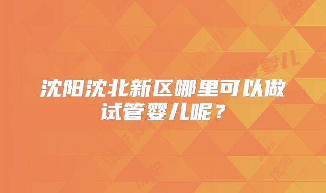 沈阳沈北新区哪里可以做试管婴儿呢？