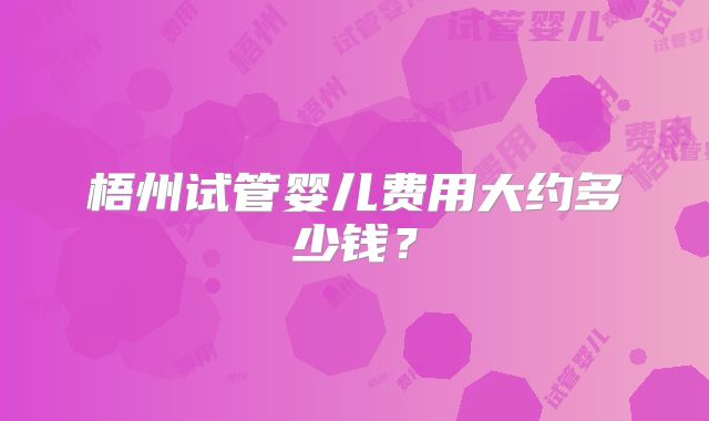 梧州试管婴儿费用大约多少钱？