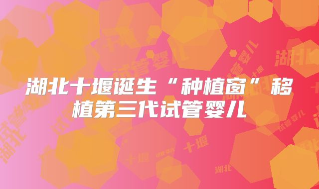 湖北十堰诞生“种植窗”移植第三代试管婴儿