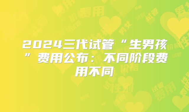 2024三代试管“生男孩”费用公布:不同阶段费用不同