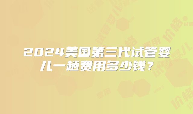2024美国第三代试管婴儿一趟费用多少钱？