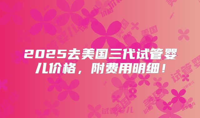 2025去美国三代试管婴儿价格，附费用明细！