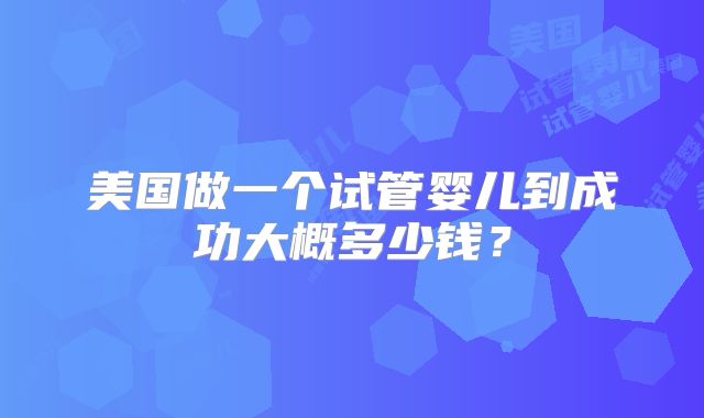 美国做一个试管婴儿到成功大概多少钱？
