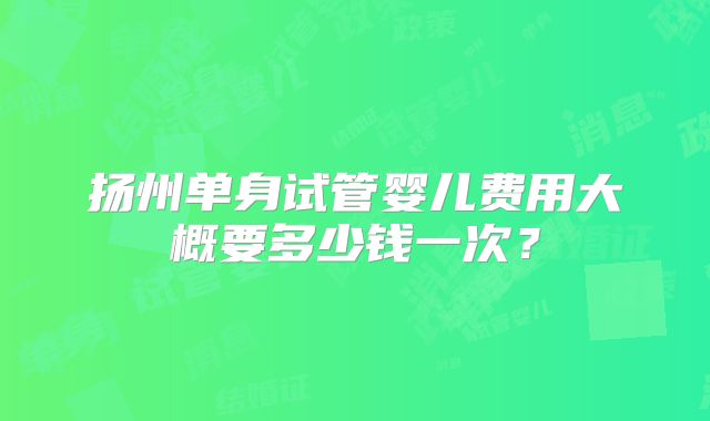 扬州单身试管婴儿费用大概要多少钱一次?