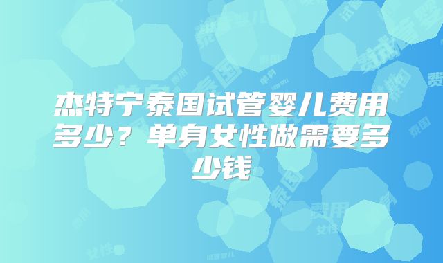 杰特宁泰国试管婴儿费用多少？单身女性做需要多少钱