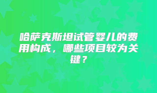 哈萨克斯坦试管婴儿的费用构成，哪些项目较为关键？