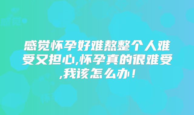 感觉怀孕好难熬整个人难受又担心,怀孕真的很难受,我该怎么办!