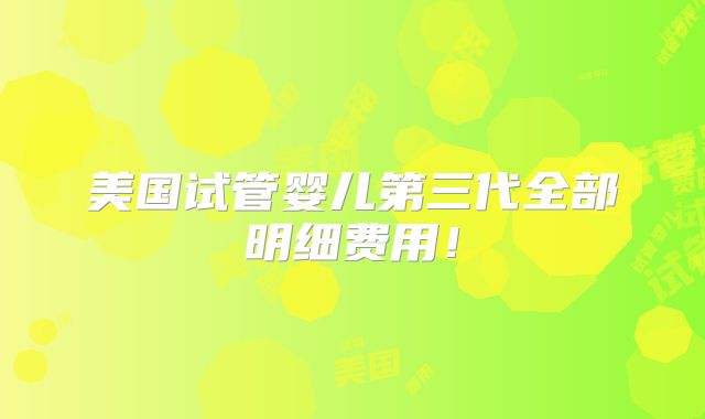 美国试管婴儿第三代全部明细费用！